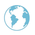 Une simple illustration bleue et blanche de la Terre, centrée sur l'Amérique du Nord et l'Amérique du Sud, parfaite pour présenter des concepts de gestion locative ou des séjours de moyenne durée. | 2BeApart Lyon