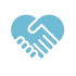 Un graphique bleu représentant deux mains qui se serrent, formant la forme d'un cœur, symbolisant le partenariat, l'unité ou le soutien - idéal pour la gestion locative ou la mise en relation avec des propriétaires exigeants. | 2BeApart Lyon